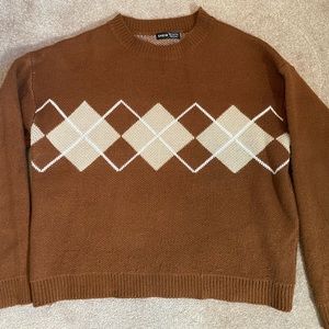 Brown patterned knit sweater